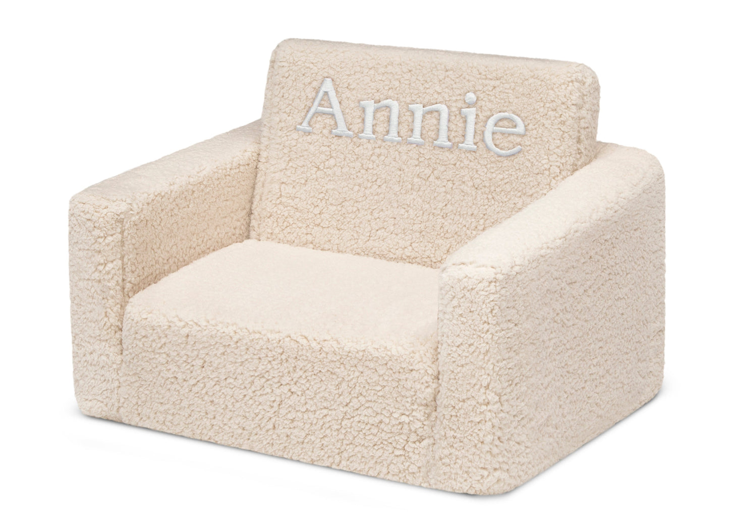 Personalized Cozee Flip-Out Sherpa 2-in-1 Convertible Chair to Lounger for Kids