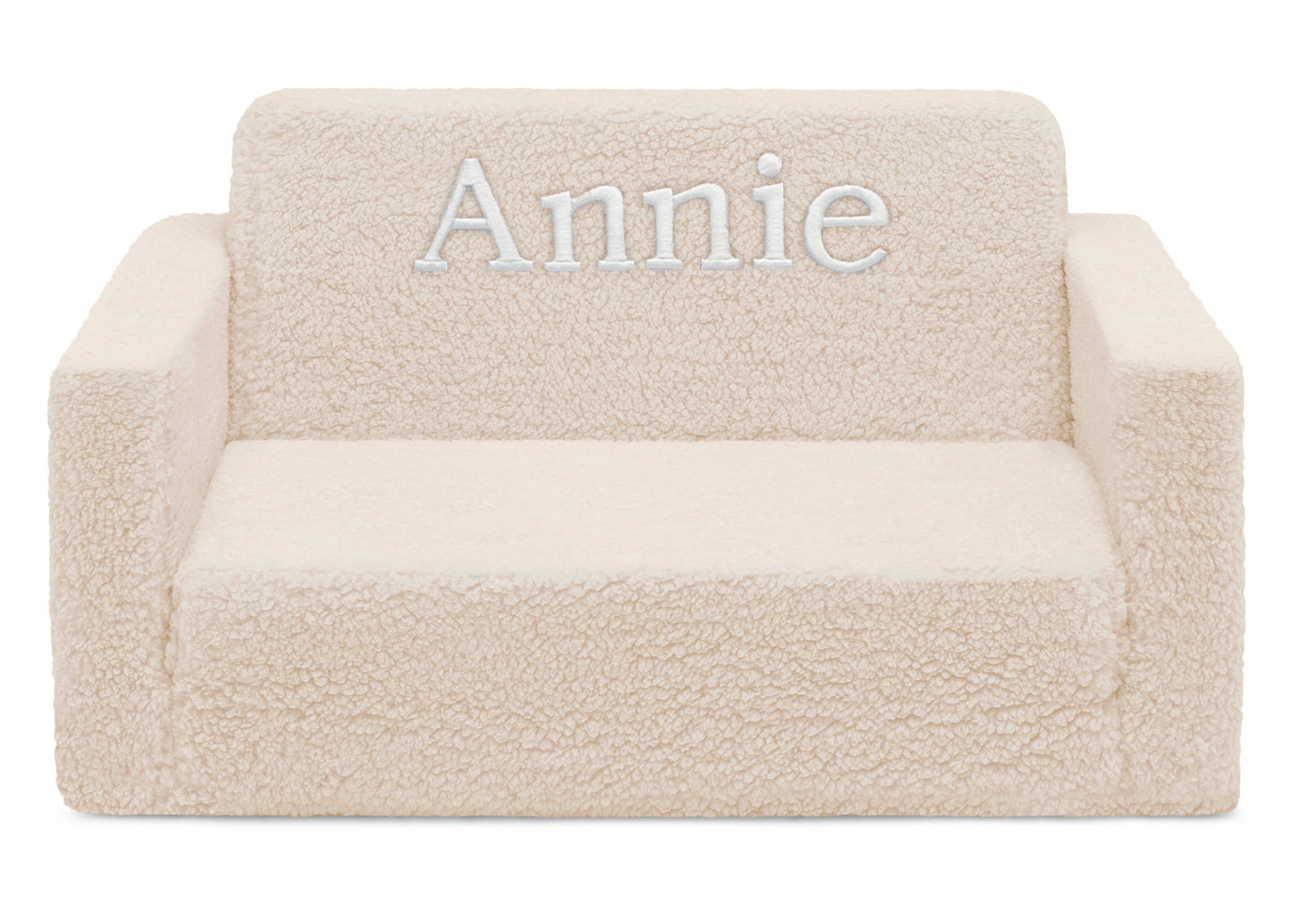 Personalized Cozee Flip-Out Sherpa 2-in-1 Convertible Sofa to Lounger for Kids