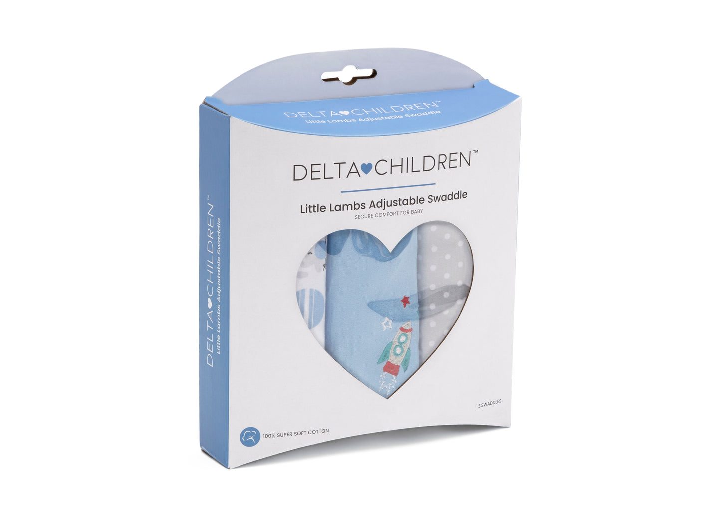 Little Lambs Adjustable Swaddle Wrap - Size Small/Medium, Fits Babies 0-3 Months/7-14 lbs., 3-Pack