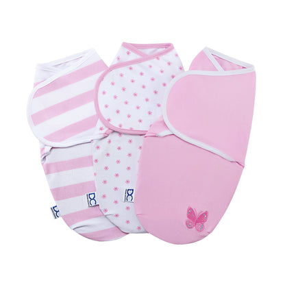 Little Lambs Adjustable Swaddle Wrap - Size Small/Medium, Fits Babies 0-3 Months/7-14 lbs., 3-Pack