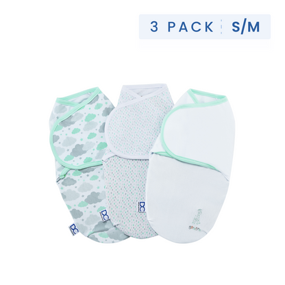 Little Lambs Adjustable Swaddle Wrap - Size Small/Medium, Fits Babies 0-3 Months/7-14 lbs., 3-Pack