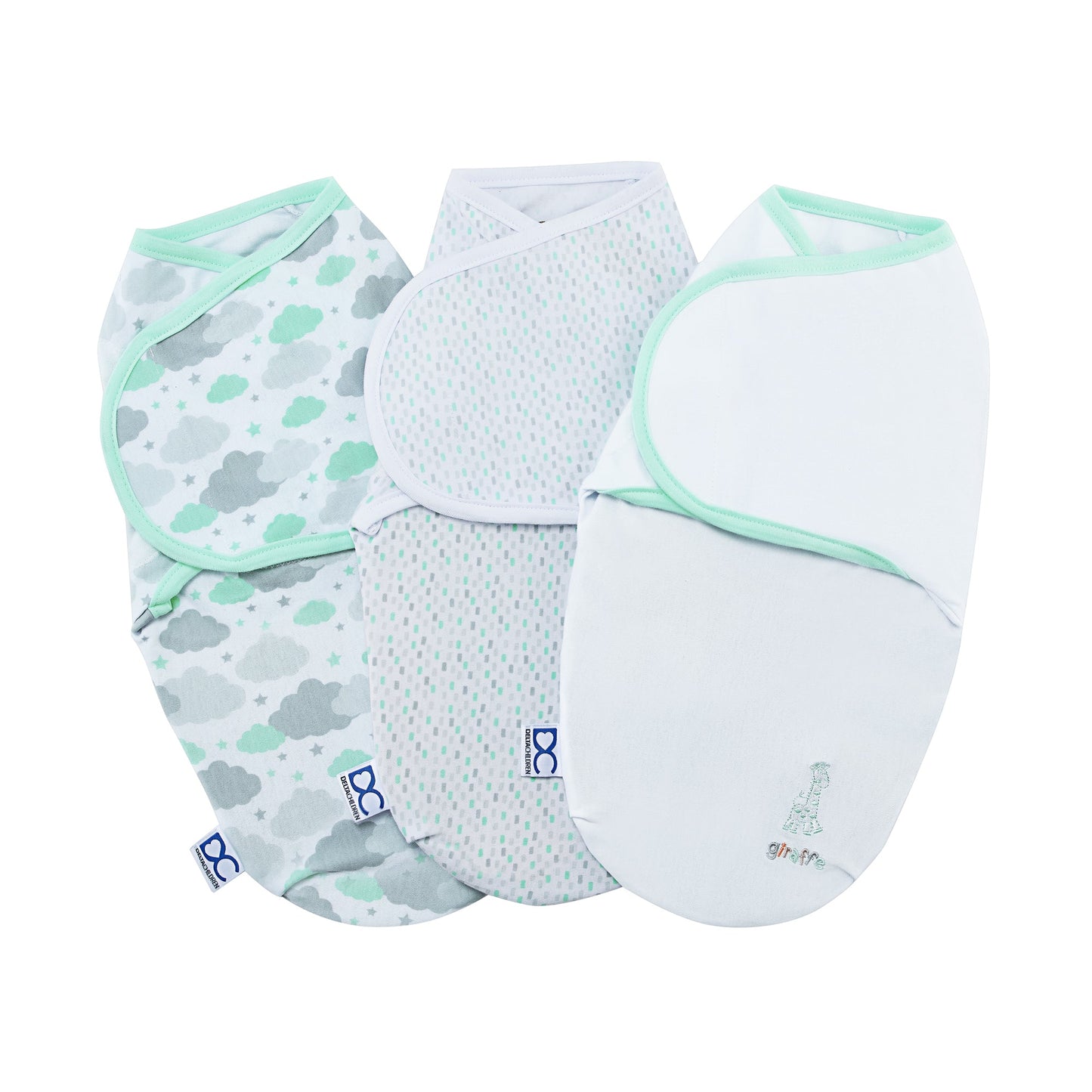 Little Lambs Adjustable Swaddle Wrap - Size Small/Medium, Fits Babies 0-3 Months/7-14 lbs., 3-Pack