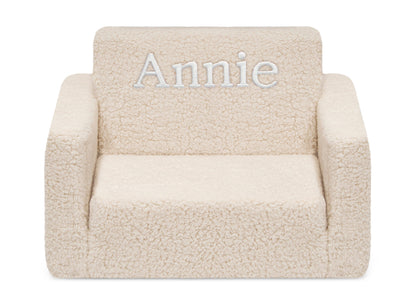 Personalized Cozee Flip-Out Sherpa 2-in-1 Convertible Chair to Lounger for Kids