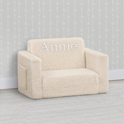Personalized Cozee Flip-Out Sherpa 2-in-1 Convertible Chair to Lounger for Kids