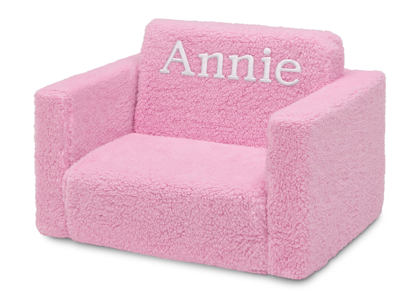Personalized Cozee Flip-Out Sherpa 2-in-1 Convertible Chair to Lounger for Kids