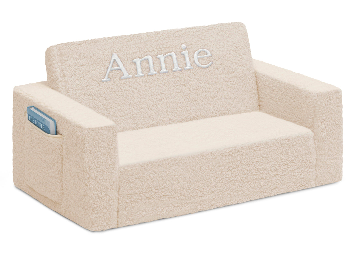 Personalized Cozee Flip-Out Sherpa 2-in-1 Convertible Sofa to Lounger for Kids
