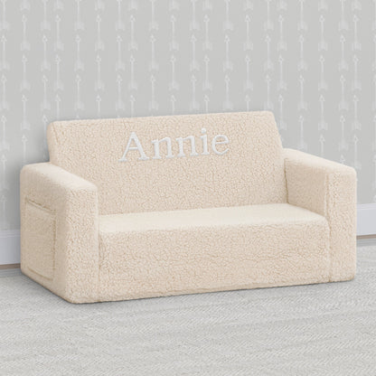 Personalized Cozee Flip-Out Sherpa 2-in-1 Convertible Sofa to Lounger for Kids