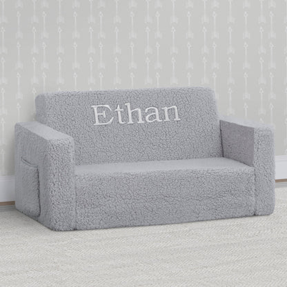 Personalized Cozee Flip-Out Sherpa 2-in-1 Convertible Sofa to Lounger for Kids