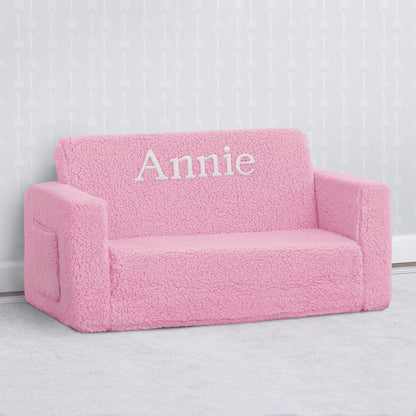 Personalized Cozee Flip-Out Sherpa 2-in-1 Convertible Sofa to Lounger for Kids