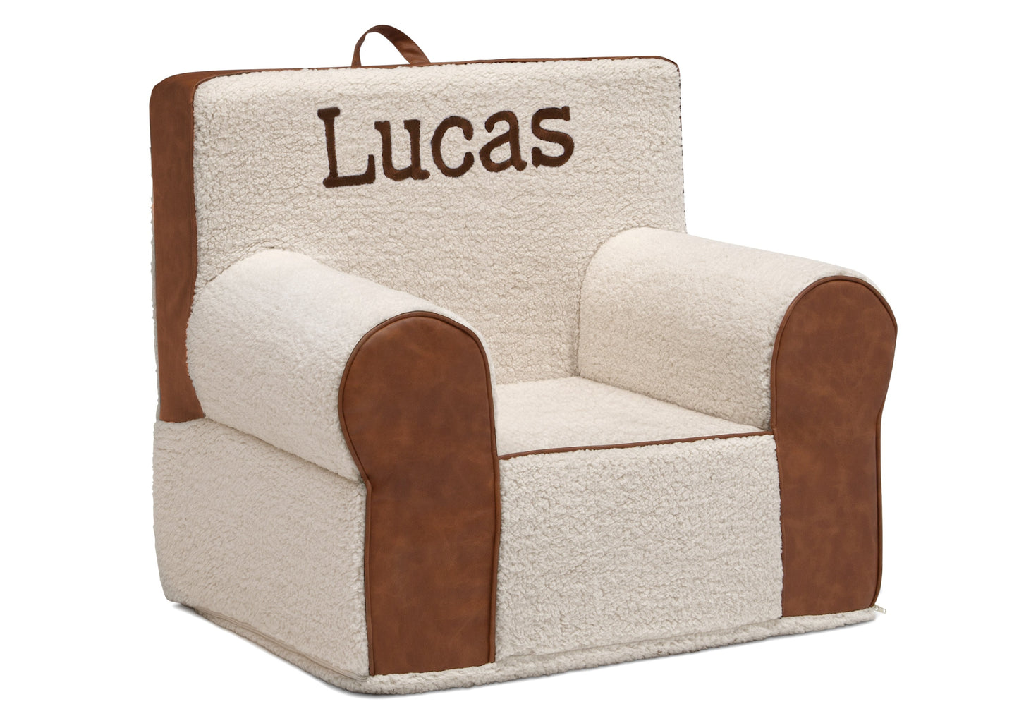 Personalized Deluxe Cozee Sherpa and Faux Leather Chair for Kids