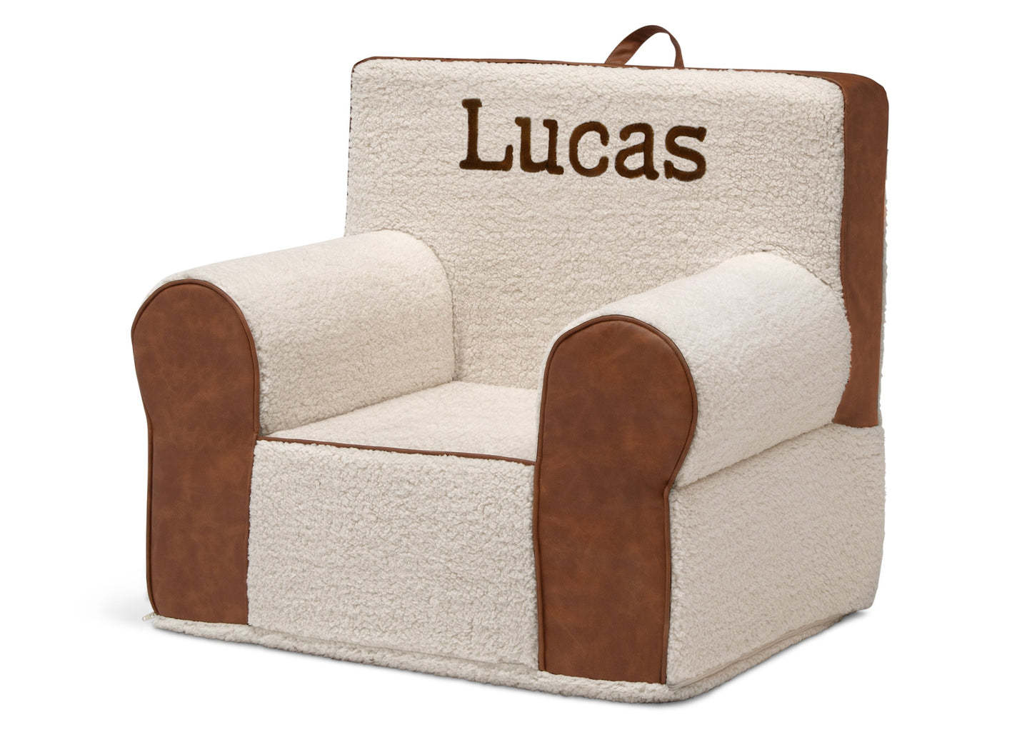 Personalized Deluxe Cozee Sherpa and Faux Leather Chair for Kids
