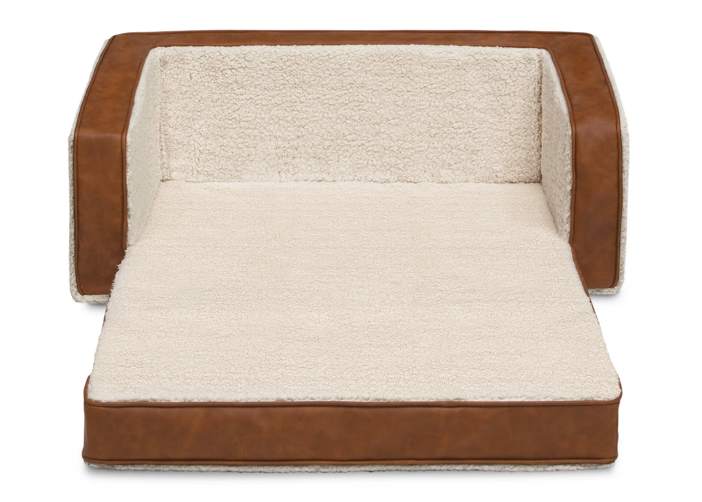 Personalized Cozee Flip-Out Sherpa  and Leather 2-in-1 Convertible Sofa to Lounger for Kids