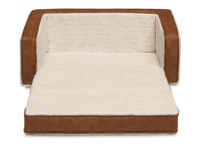 Personalized Cozee Flip-Out Sherpa  and Leather 2-in-1 Convertible Sofa to Lounger for Kids