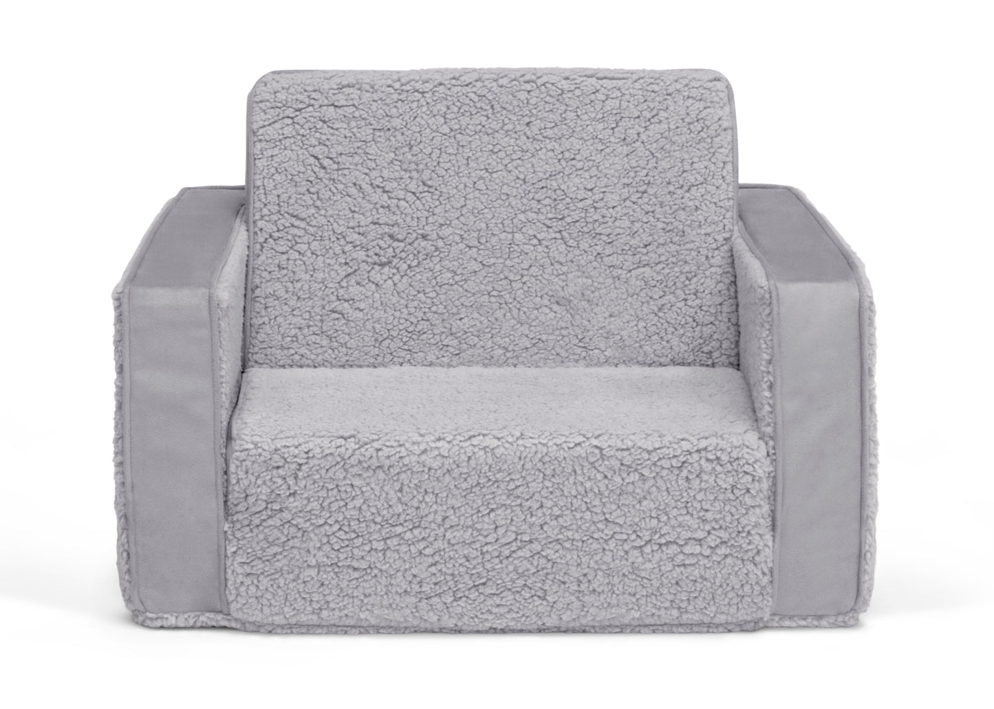 Cozee Flip-Out Sherpa and Suede 2-in-1 Convertible Chair to Lounger for Kids