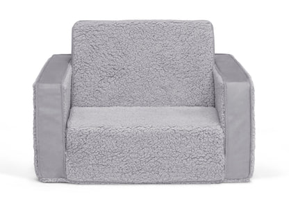 Cozee Flip-Out Sherpa and Suede 2-in-1 Convertible Chair to Lounger for Kids