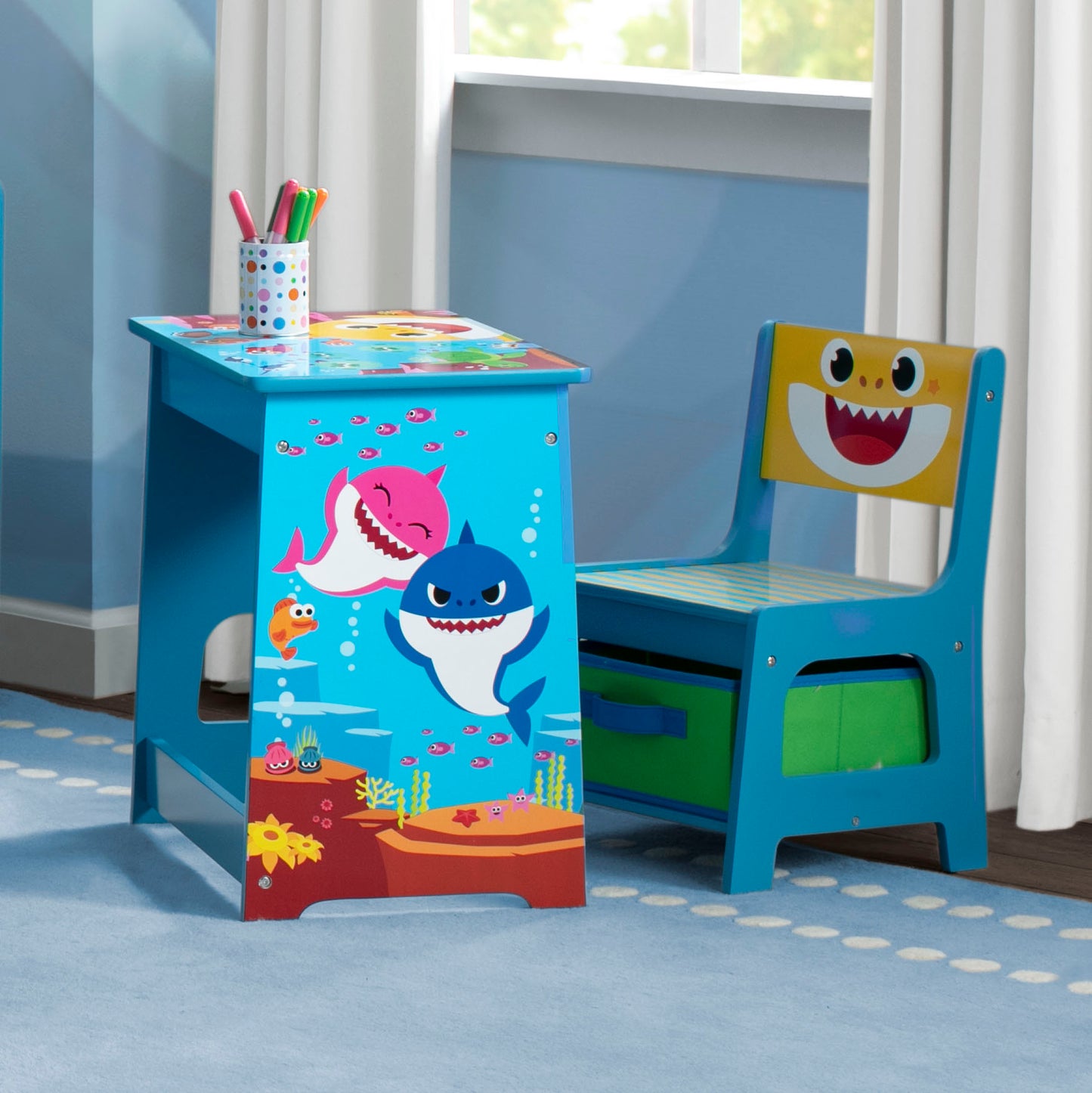 Baby Shark Wood Art Desk and Chair Set