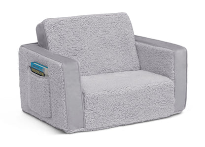 Cozee Flip-Out Sherpa and Suede 2-in-1 Convertible Chair to Lounger for Kids