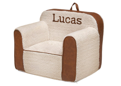 Personalized Cozee Sherpa and Faux Leather Chair for Kids