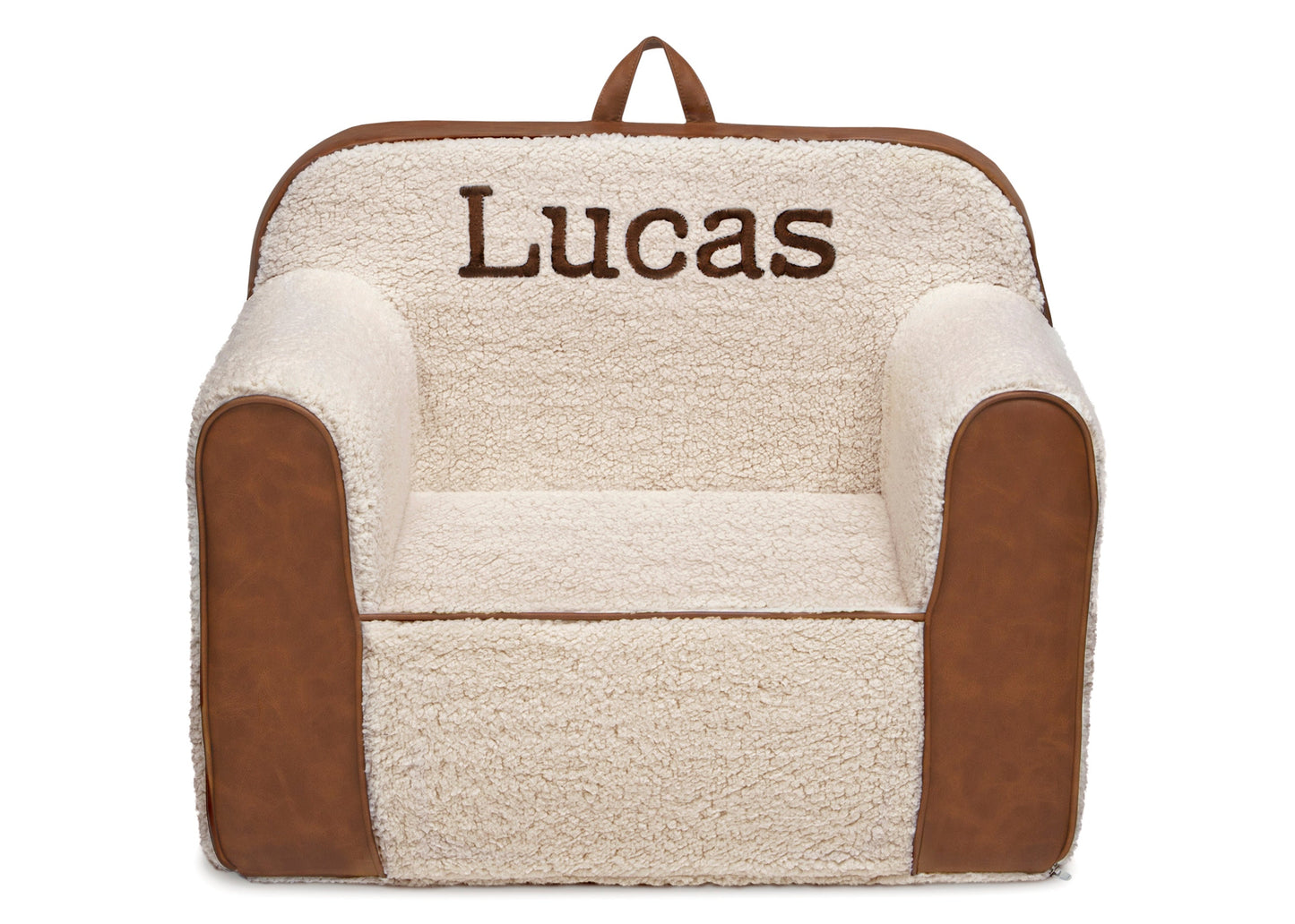 Personalized Cozee Sherpa and Faux Leather Chair for Kids