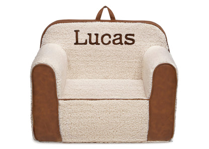 Personalized Cozee Sherpa and Faux Leather Chair for Kids