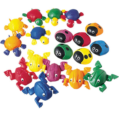 Bean Bag Bonanza Animal Toss Set | 18-Piece Vinyl Frogs, Ladybugs & Turtles
