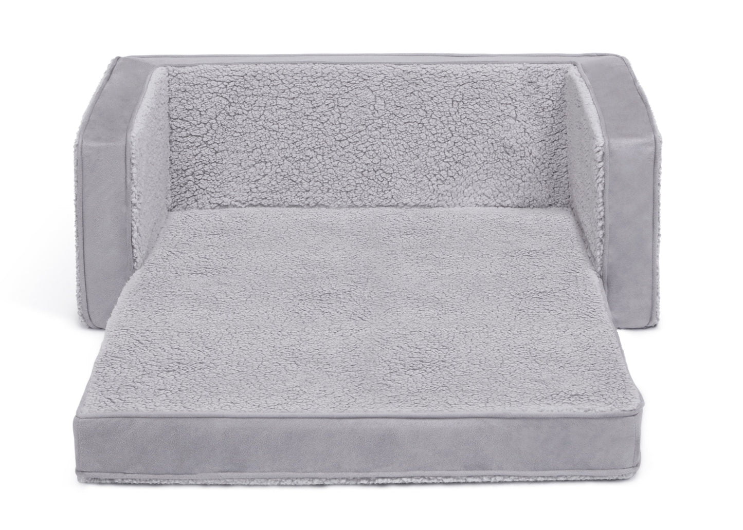 Cozee Flip-Out Sherpa and Suede 2-in-1 Convertible Sofa to Lounger for Kids