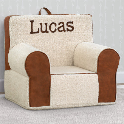 Personalized Deluxe Cozee Sherpa and Faux Leather Chair for Kids